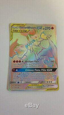 CHARIZARD & BRAIXEN GX 251/236 RAINBOW HYPER Rare Pokemon Card COSMIC ECLIPSE