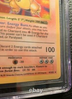 CHARIZARD Pokemon Base Set SHADOWLESS Holo Card 4/102 CGC 5 EX PSA 6+