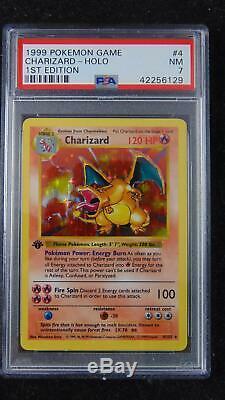 Charizard 4/102 Base Set 1st Edition PSA 7 Near Mint Holo Rare Pokemon Card