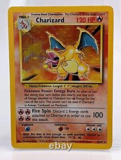 Charizard 4/102 Holo Base Set Vintage Ungraded Pokemon Card 1999 NM