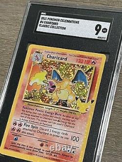 Charizard 4/102 Pokémon Card Celebrations RARE Anniversary SGA Graded -9 Mint