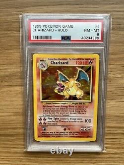 Charizard 4/102 Pokemon Card WOTC 1999 Base Set Holo Rare PSA 8 NM-MT