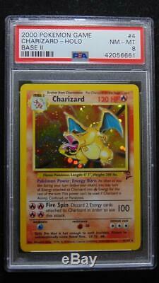 Charizard 4/130 Base Set 2 PSA 8 Near Mint Holo Rare Pokemon Card