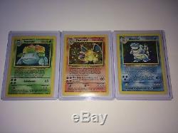 Charizard, Blastoise, Venusaur Pokémon Card Lot Base Set Rare Holos