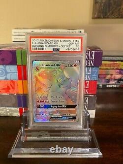 Charizard GX 150 Hyper Rare PSA 10 Burning Shadows CARD STAND INCLUDED