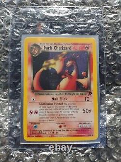 Dark Charizard Holo Rare Team Rocket Vintage Pokemon 4/82 Light Wear NM Clean