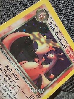 Dark Charizard Holo Rare Team Rocket Vintage Pokemon 4/82 Light Wear NM Clean