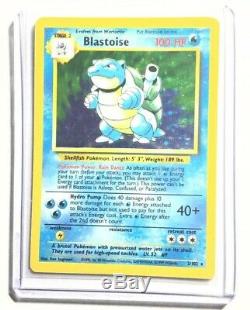 EXC Pokemon No Stage BLASTOISE Card BASE Set 2/102 Holo Rare Error/Misprint AP