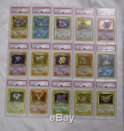 FOSSIL COMPLETE Lot of 15 PSA 9 MINT Holo Rare 1st edition Pokemon Cards 1-15