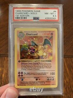First Edition Base Set Charizard Psa 8.5 Thick Stamp Pokemon Holo Card 4/102