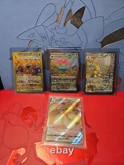 Gold HR Charizard Ex Mint, Venusaur Ex 151 Pristine, & Alakazam Ex SIR Fresh P