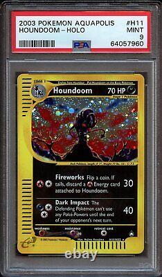 Houndoom PSA 9 MINT H11/H32 Aquapolis 2003 E Reader Holo WOTC Pokemon Card