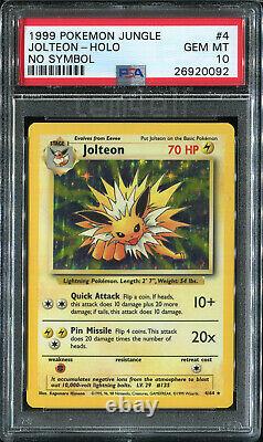 Jolteon Jungle No Symbol Holo 4/64 PSA 10 GEM MINT Pokemon 1999 Card WOTC TCG