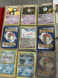 LARGE VINTAGE POKEMON CARD BINDER FILLED WITH RARE CARDS AND COLLECTIBLES. EXs
