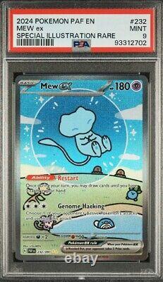 MEW ex 232/091 Special Illustration Rare Pokemon Card Full Art Shiny Mew PSA 9