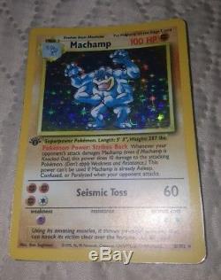 Machamp (1st Edition) 1999 Pokémon Holo/Shiny Card 8/102 AUTHENTIC
