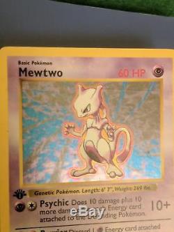 Mewtwo 1st Edition Shadowless Base Set NM Holo Rare Pokemon Card 10/102 MISPRINT