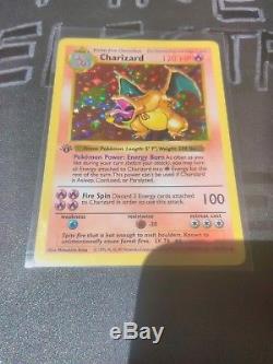 NM 1st Edition Charizard Base Set, Very Rare, Holo Pokemon Card, Not PSA Graded