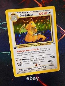 NM (1st edition) Pokemon DRAGONITE Card Set 4/62 Holo Rare WOTC