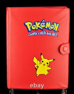 PIKACHU Red Album Binder with140 POKEMON Cards 1998/99/00 incl. 1 Holo Ninetales