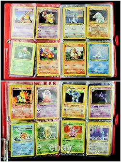 PIKACHU Red Album Binder with140 POKEMON Cards 1998/99/00 incl. 1 Holo Ninetales