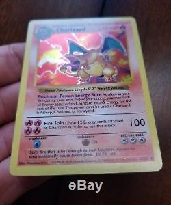 PLAYED Charizard 4/102 Shadowless Holo Rare Base Set Pokemon Card
