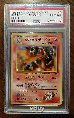 PSA 10 1998 Blaine's Charizard Japanese Gym 2 Set Rare Original Pokemon Card