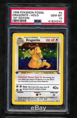 PSA 10 1st Edition Dragonite 4/62 Fossil Set Holo Rare Gem Mint Pokemon Card