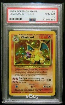 PSA 10 CHARIZARD English Base Set 4 Pokémon Card Unlimited RARE with GREEN WINGS