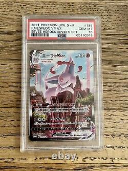 PSA 10 Espeon VMAX 189/S-P Pokemon Card Japanese Eevee Heroes Promo Full Art