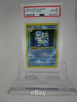PSA 10 GEM MINT Blastoise Base Set Unlimited Holo Rare Pokemon Card 2/102 B41