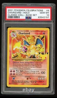 PSA 10 GEM MINT Charizard Base Set 4/102 Celebrations Holo Rare Pokemon TCG Card