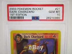 PSA 10 GEM MINT Dark Charizard Team Rocket 1st Edition Pokemon Card 21/82 S54