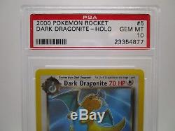 PSA 10 GEM MINT Dark Dragonite NO HOLO ERROR Team Rocket Pokemon Card 5/82 B35