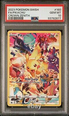 PSA 10 GEM MINT Pikachu Secret Rare Full Art 160/159 Crown Zenith Pokemon