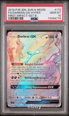 PSA 10 Gem Mint Darkrai GX 172 Rainbow Secret Rare Pokemon Card Indonesian