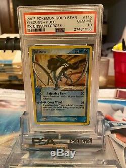 PSA 10 Gold Star Suicune Pokemon Card Holo Rare 115/115 Unseen Forces