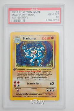 PSA 10 MACHAMP GEM Mint 1st Edition 38/102 Pokemon Card Rare Holo