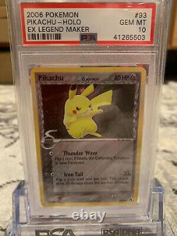PSA 10 Secret Rare Holo Pikachu Pokemon EX Legend Maker Card 93/92