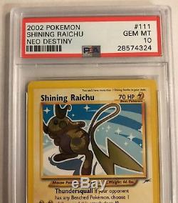PSA 10 Shining Raichu Neo Destiny Secret Rare 111/105 Gem Mint Pokemon Card