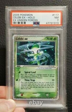 PSA 7 Celebi EX #117/115 Unseen Forces Secret Rare Holo Pokemon Card NM