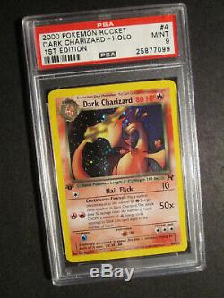 PSA-9 1st edition Pokemon DARK CHARIZARD Card TEAM ROCKET Set 4/82 Holo Rare ed