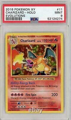 PSA 9 MINT Charizard 11/108 (Evolutions) Holo Rare Pokemon Card