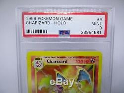 PSA 9 MINT Charizard Base Set Unlimited Holo Rare Pokemon Card 4/102 M31