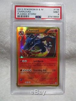 PSA 9 MINT Charizard Secret Rare BW Plasma Storm Pokemon Card 136/135 B30