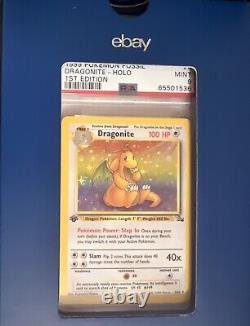 PSA 9 MINT Pokemon Dragonite Holo 4/62 WotC 1st Edition Fossil Rare