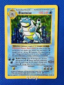 Pokemon Blastoise 2/102 Holo Rare Base Set Shadowless 1999 WOTC Pokémon NM