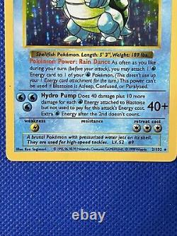 Pokemon Blastoise 2/102 Holo Rare Base Set Shadowless 1999 WOTC Pokémon NM