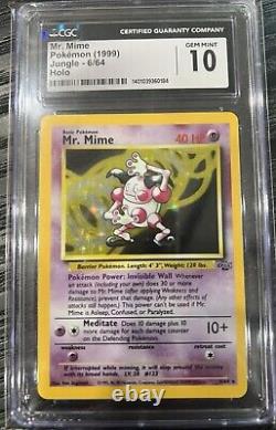 Pokemon CGC 10 GEM MINT 1999 Mr. Mime Jungle Holo Card