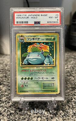 Pokemon Card 1996 Japanese Base Set Venusaur Holo No. 003 PSA 8 NM/MINT